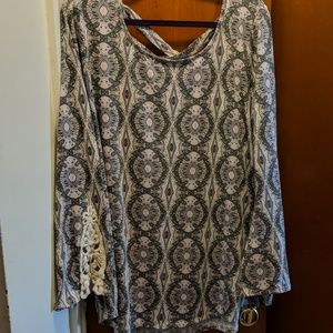 Maurice's Bell Sleeve Criss Cross Back Top